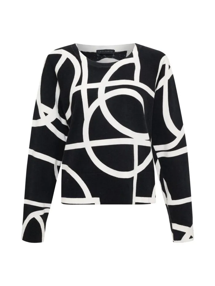 Women All Day Long Sweater Graphic Lines Black Sanctuary Clothing Sweaters and Cardis