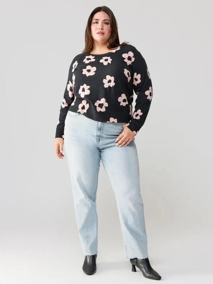 Women All Day Long Sweater Rose Smoke Flower Pop Inclusive Collection Sanctuary Clothing Sweaters and Cardis