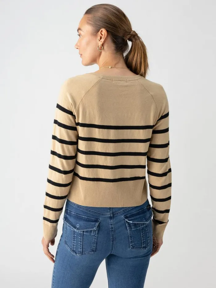 Women All Day Long Sweater True Khaki Black Stripe Sanctuary Clothing Sweaters and Cardis