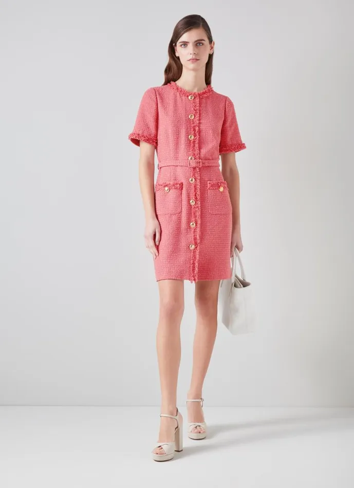 Women Allie Pink Recycled Cotton Italian Tweed Dress Blush LKBennett Dresses