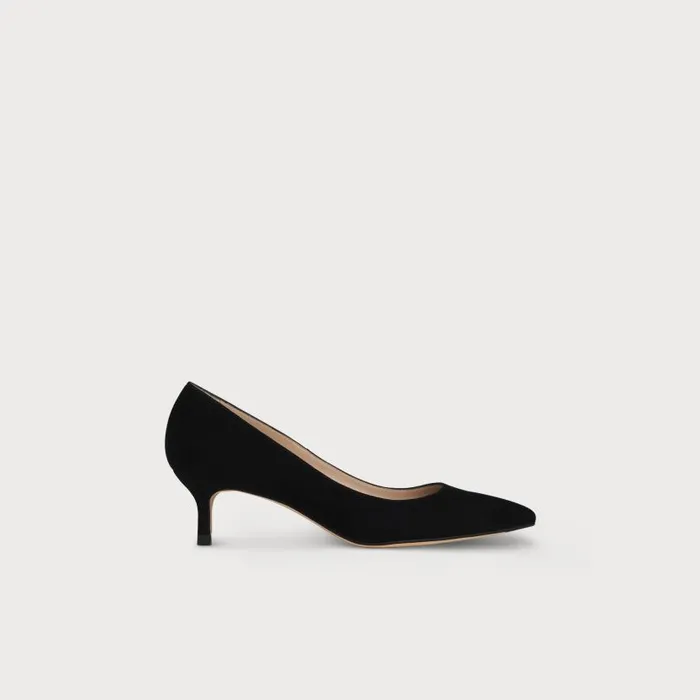 Women Audrey Black Suede Kitten Heel Courts Black LKBennett Court Shoes