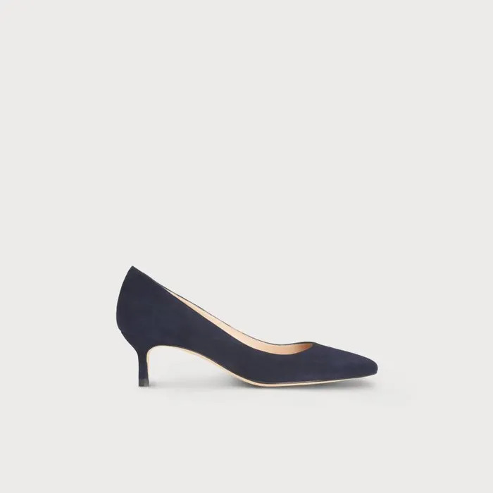 Women Audrey Navy Suede Kitten Heel Courts Navy Blue LKBennett Court Shoes