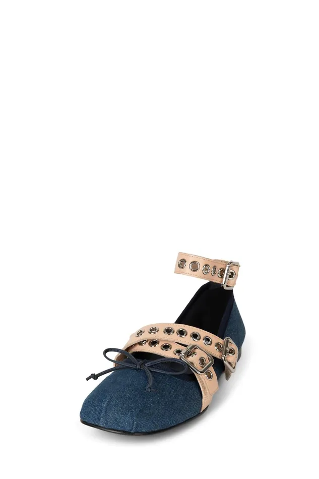 Women Ballet Flats Jeffrey Campbell CHOREO Natural Satin Black