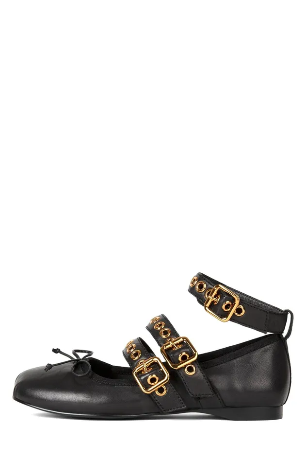 Women Ballet Flats Jeffrey Campbell RINA White Gingham Black Patent
