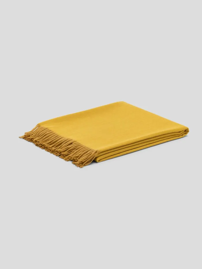 Women Begg X Co Arran Scarf Arran Solid Cashmere Throw Golden Honey