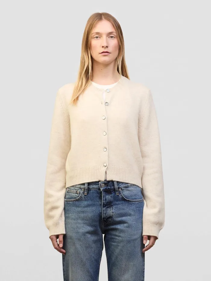 Women Begg X Co Cardigans Hepburn Golfer Cashmere Sweater Light Natural
