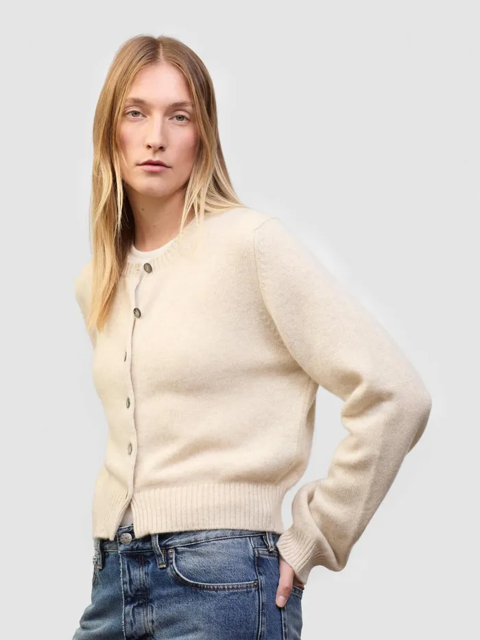 Women Begg X Co Cardigans Hepburn Golfer Cashmere Sweater Light Natural