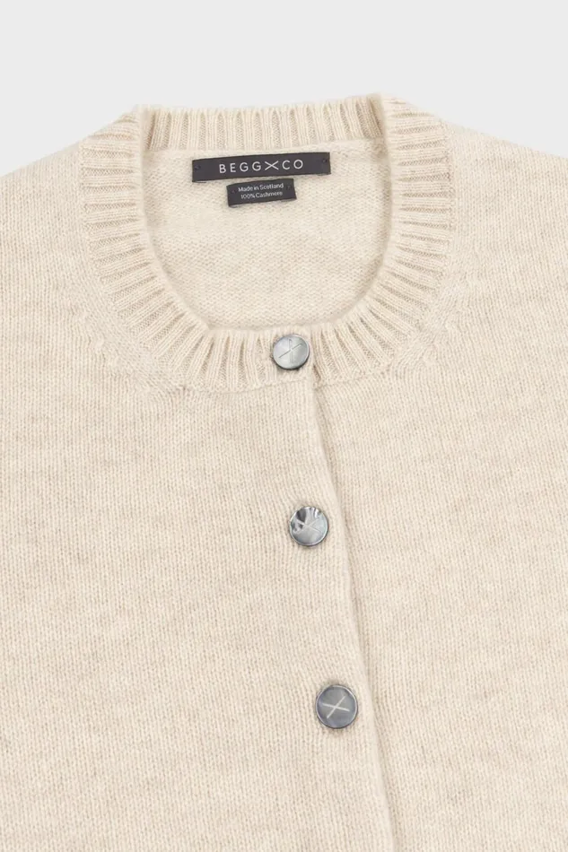 Women Begg X Co Cardigans Hepburn Golfer Cashmere Sweater Light Natural