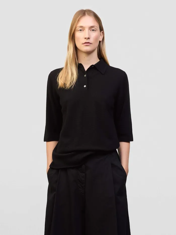 Women Begg X Co Loungewear Monterey Cashmere Polo Black
