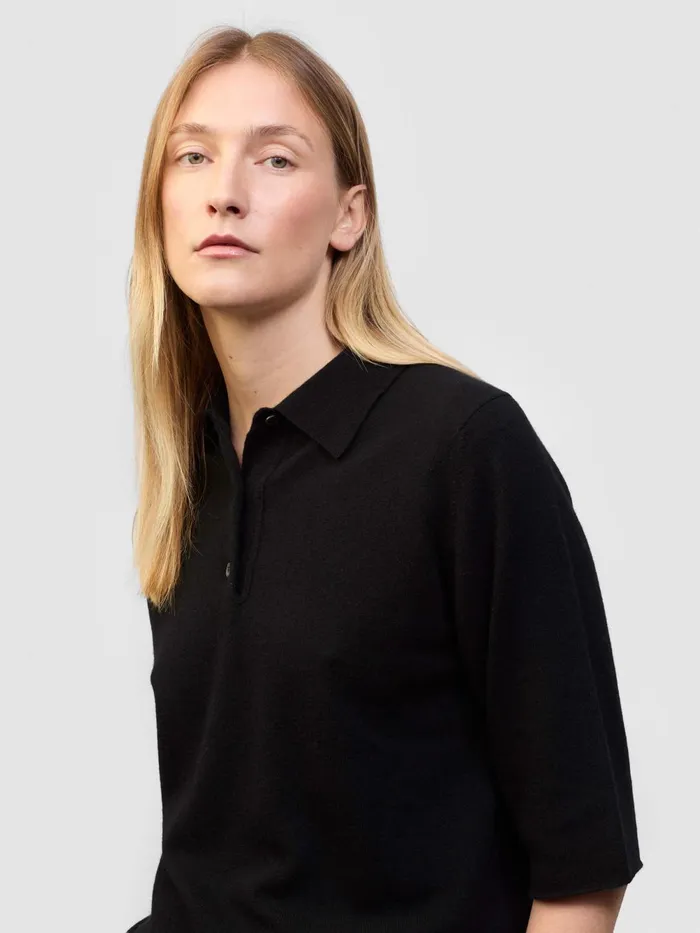 Women Begg X Co Loungewear Monterey Cashmere Polo Black
