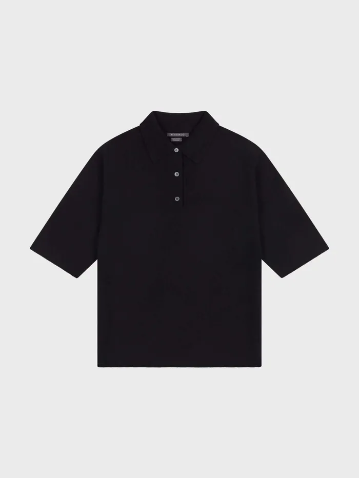 Women Begg X Co Loungewear Monterey Cashmere Polo Black