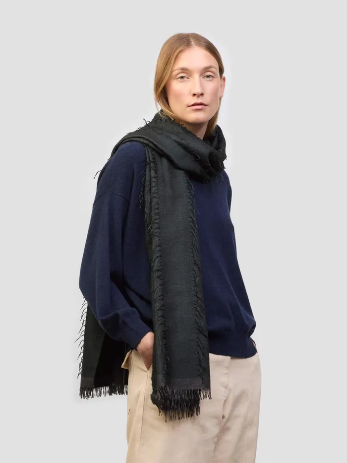 Women Begg X Co Scarves Lash Funivie Cashmere Silk Scarf Charcoal Green