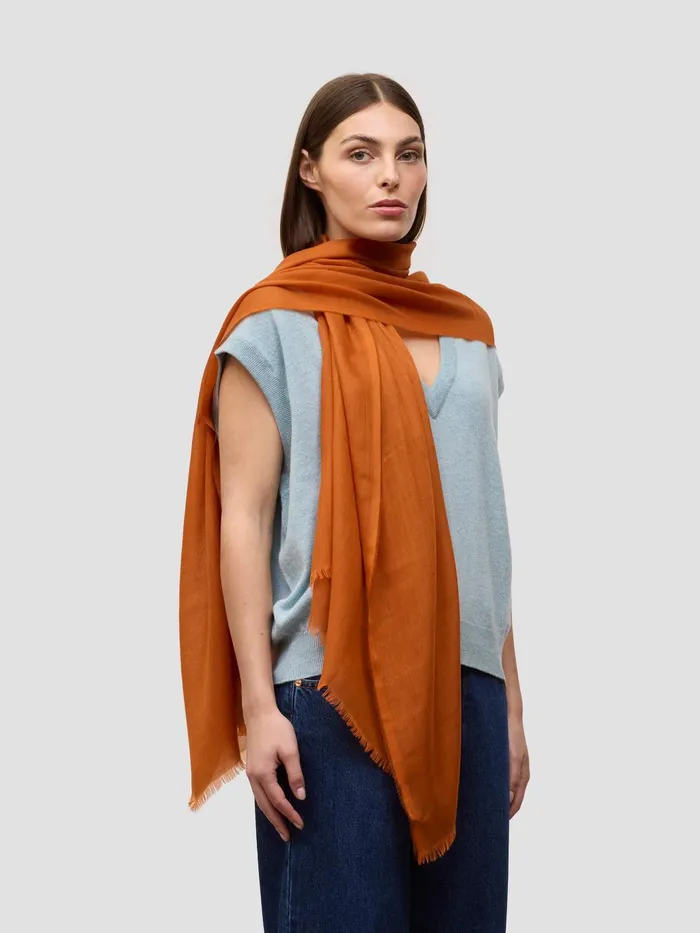 Women Begg X Co Wispy Scarf Wispy Solid Superfine Cashmere Scarf Burnt Orange