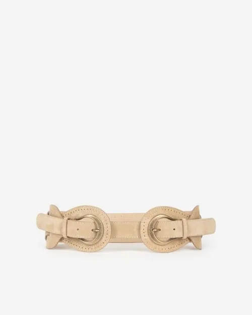 Women Belts The Kooples Camel Leather Corset Belt Camel Brown