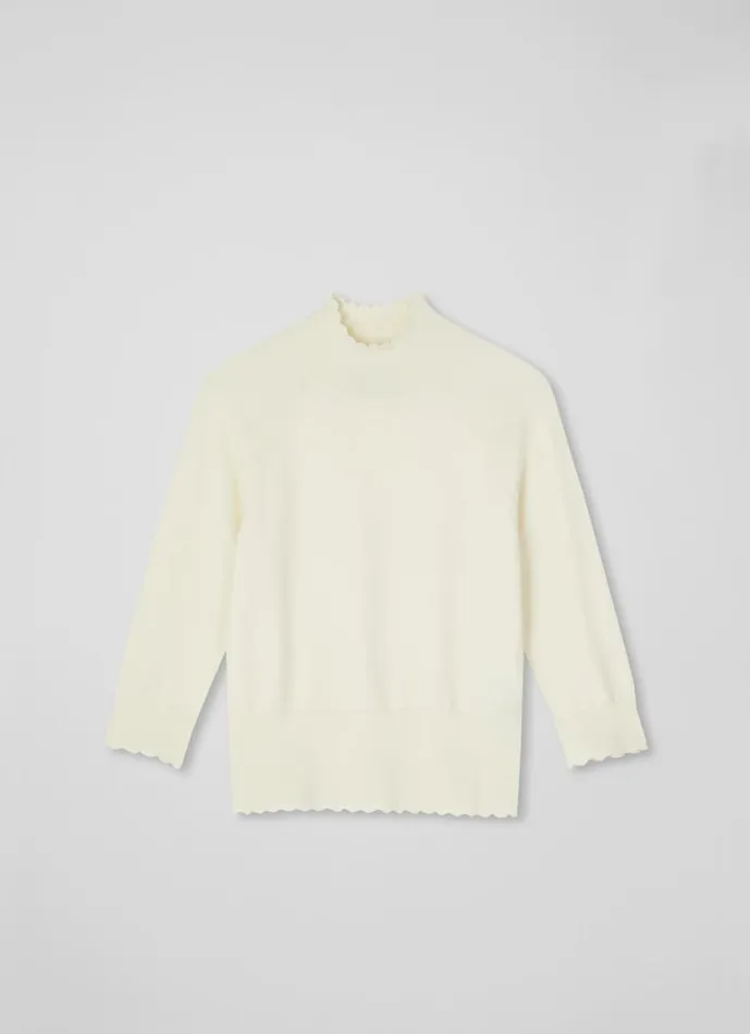 Women Betty Cream Sustainably Sourced Merino Wool Scallop Edge Jumper Cream LKBennett Knitwear