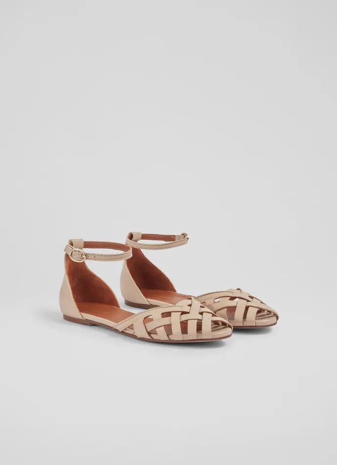 Women Bianca Camel Leather CageFront Flat Sandals Pale Camel LKBennett Flats Women Bianca Camel Leather CageFront Flat Sandals Pale Camel LKBennett Flats