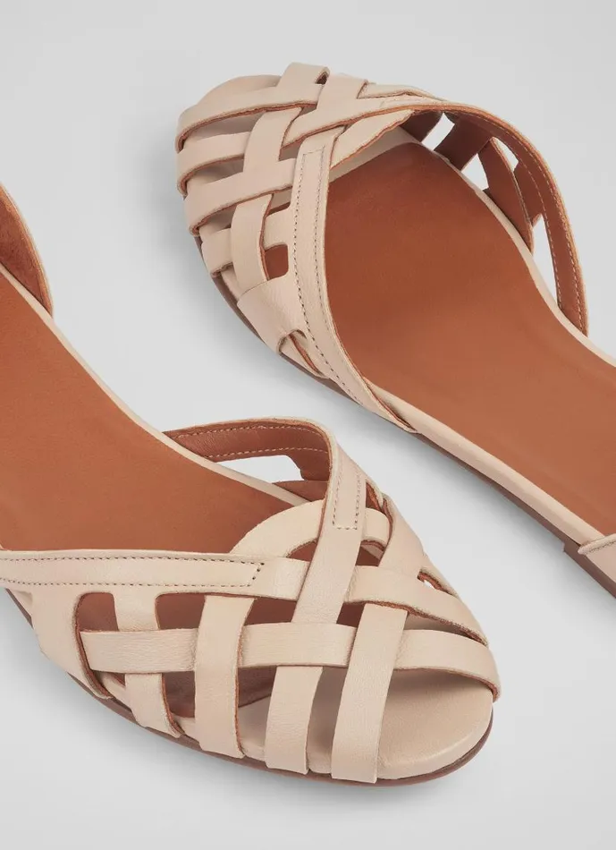 Women Bianca Camel Leather CageFront Flat Sandals Pale Camel LKBennett Flats Women Bianca Camel Leather CageFront Flat Sandals Pale Camel LKBennett Flats