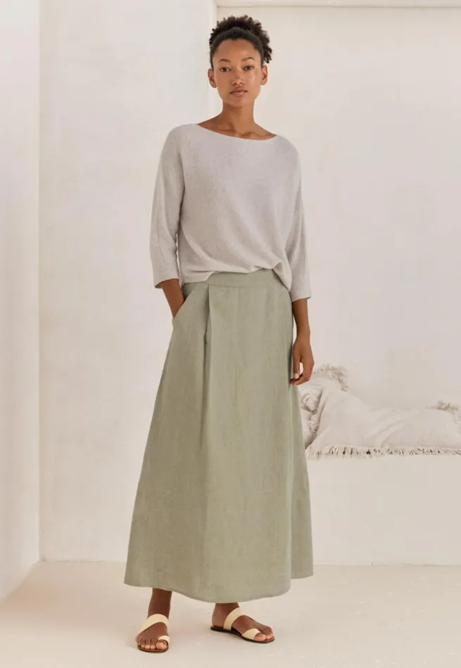 Women Boatneck Sweater Grey Pearl Poetry Fashion Sweaters