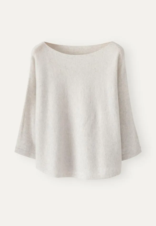 Women Boatneck Sweater Grey Pearl Poetry Fashion Sweaters
