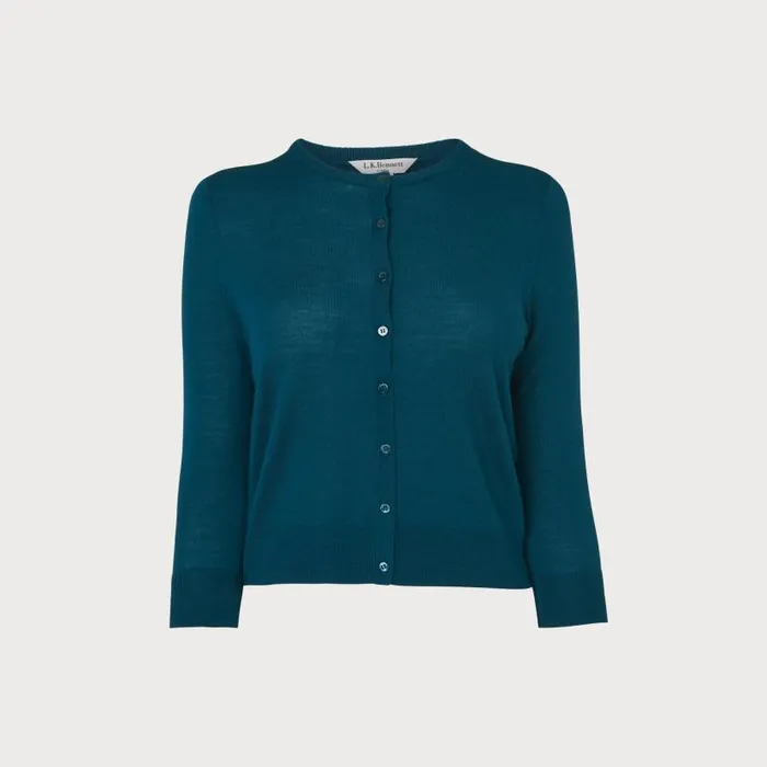 Women Bonnie Blue Merino Wool Cardigan Turquoise LKBennett Tops