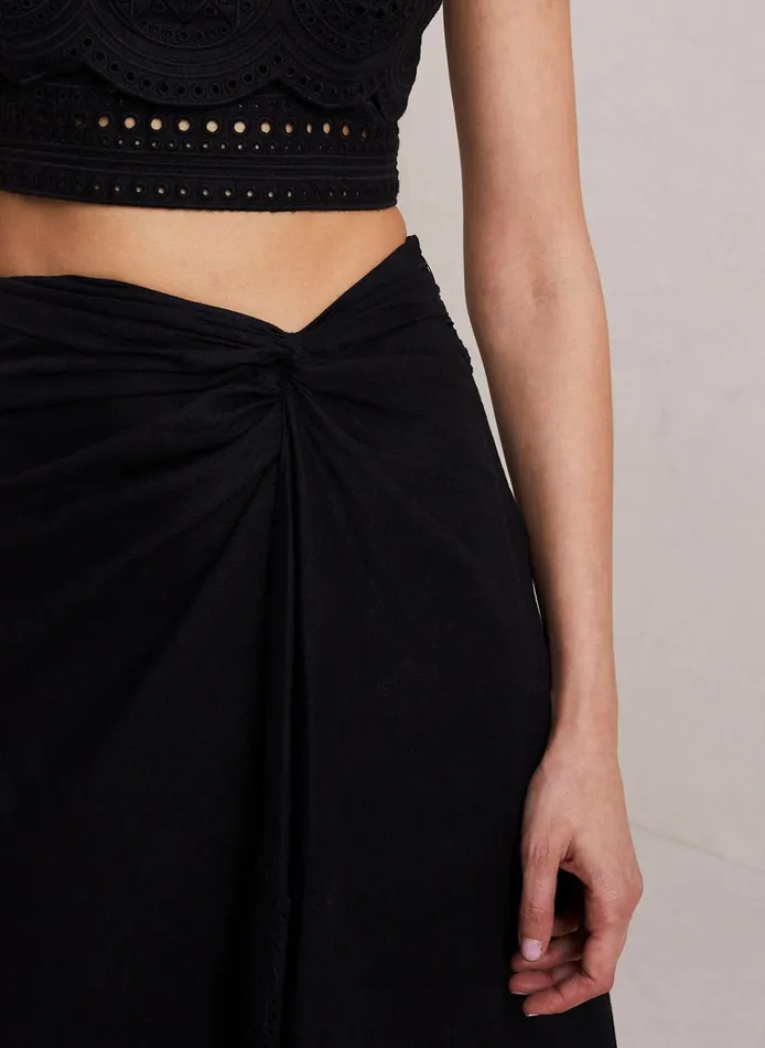 Women Bottoms ALC Heather Linen Eyelet Skirt Blackblack