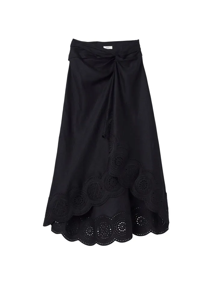 Women Bottoms ALC Heather Linen Eyelet Skirt Blackblack
