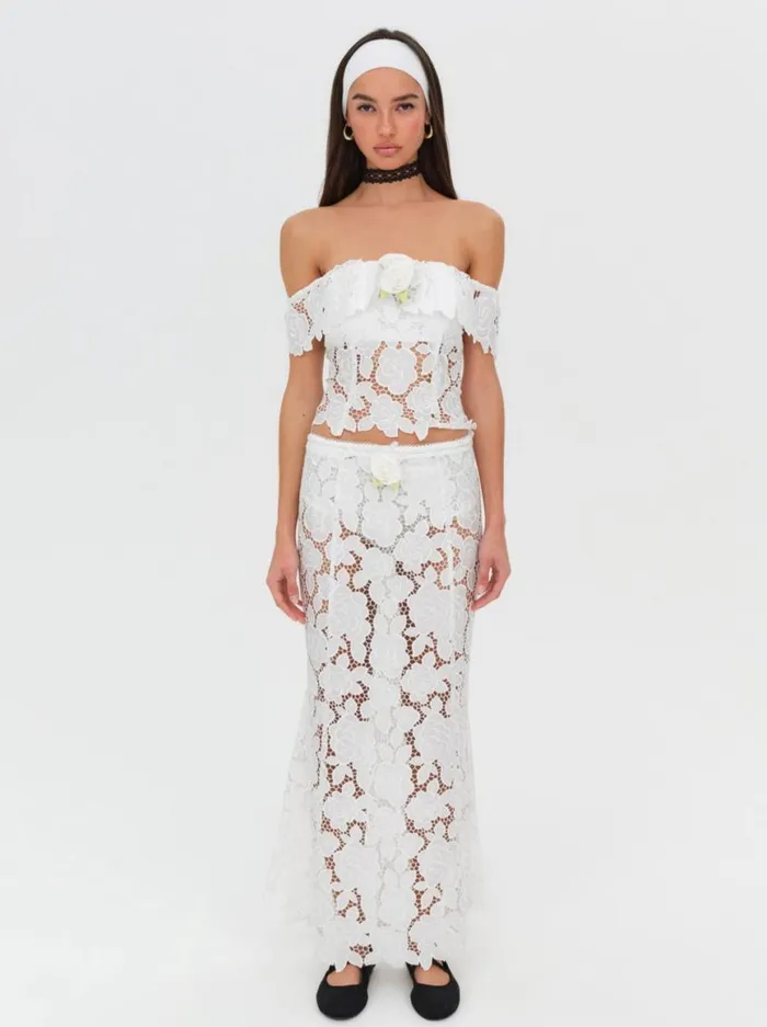 Women Bottoms For Love and Lemons Claudia Maxi Skirt White