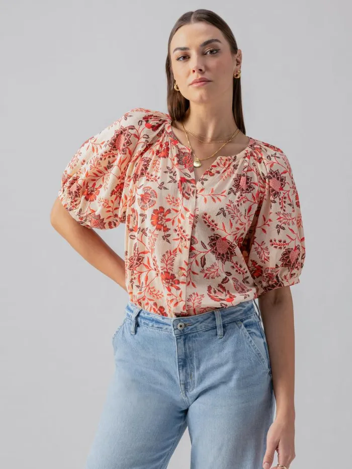 Women Bubble Sleeve Boho Blouse Pacific Light Sanctuary Clothing Tees and Tops
