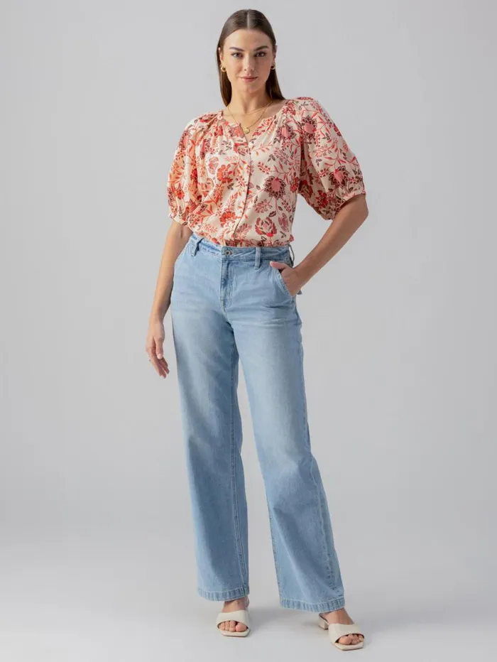 Women Bubble Sleeve Boho Blouse Pacific Light Sanctuary Clothing Tees and Tops Women Bubble Sleeve Boho Blouse Pacific Light Sanctuary Clothing Tees and Tops