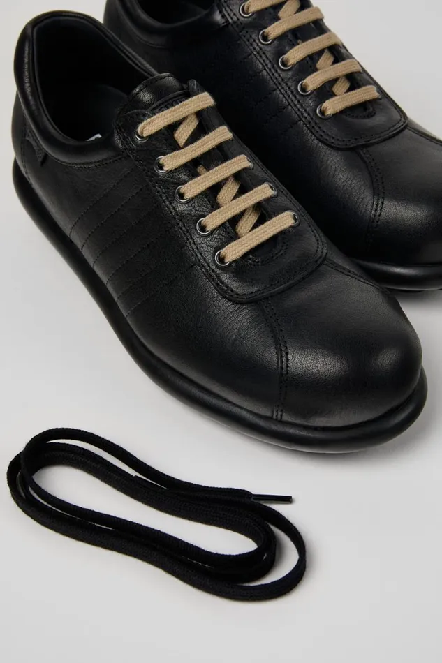 Women Camper Casual Shoes Pelotas Black Leather Shoe