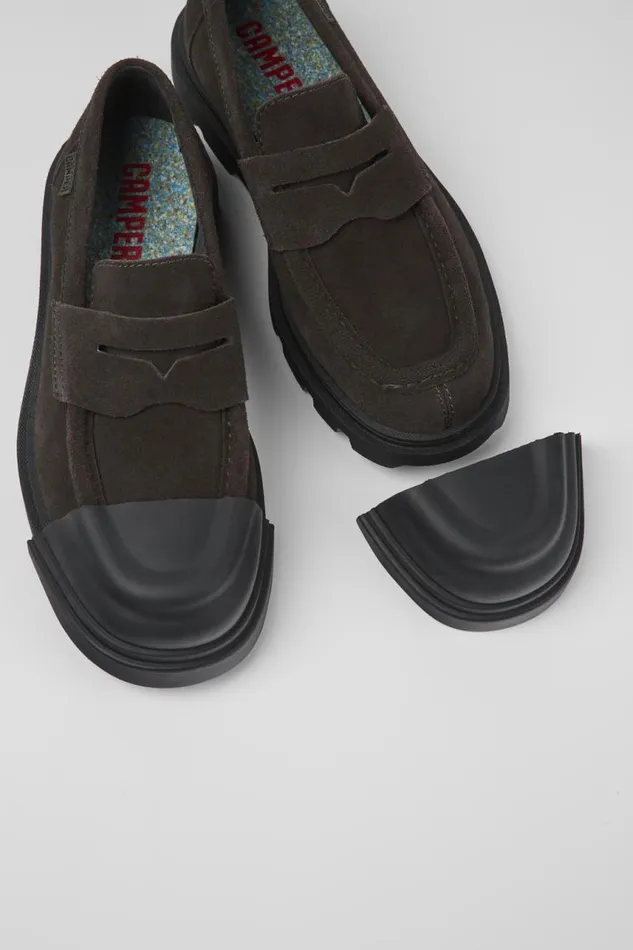 Women Camper Formal Shoes Junction Gray Nubuck Loafer Women Camper Formal Shoes Junction Gray Nubuck Loafer