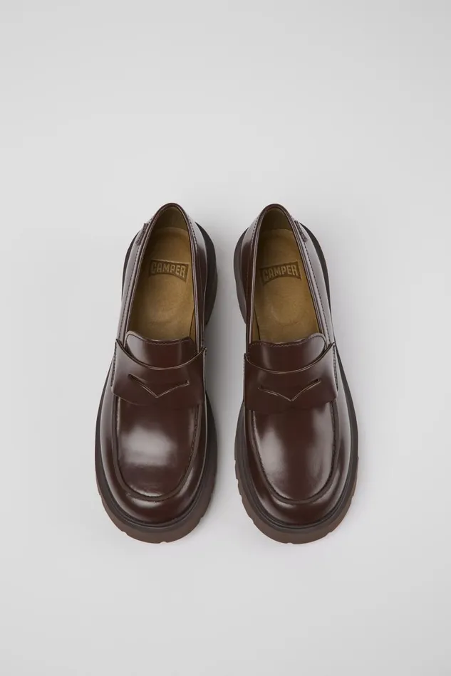 Women Camper Formal Shoes Milah Burgundy Leather Loafers Women Camper Formal Shoes Milah Burgundy Leather Loafers