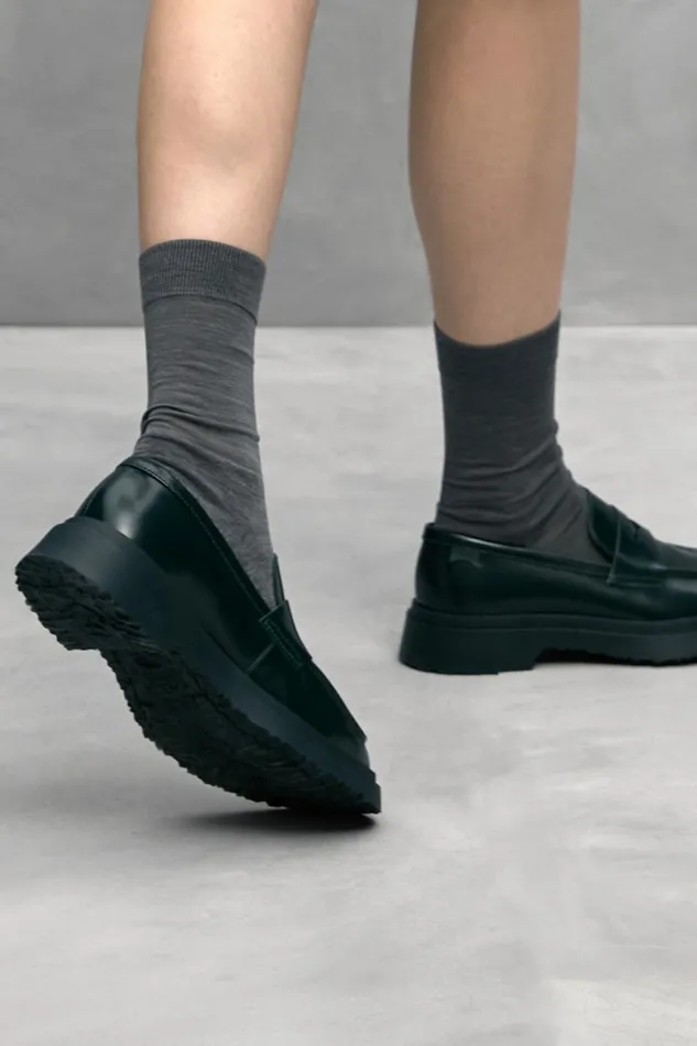 Women Camper Formal Shoes Walden Green Leather Loafers Women Camper Formal Shoes Walden Green Leather Loafers