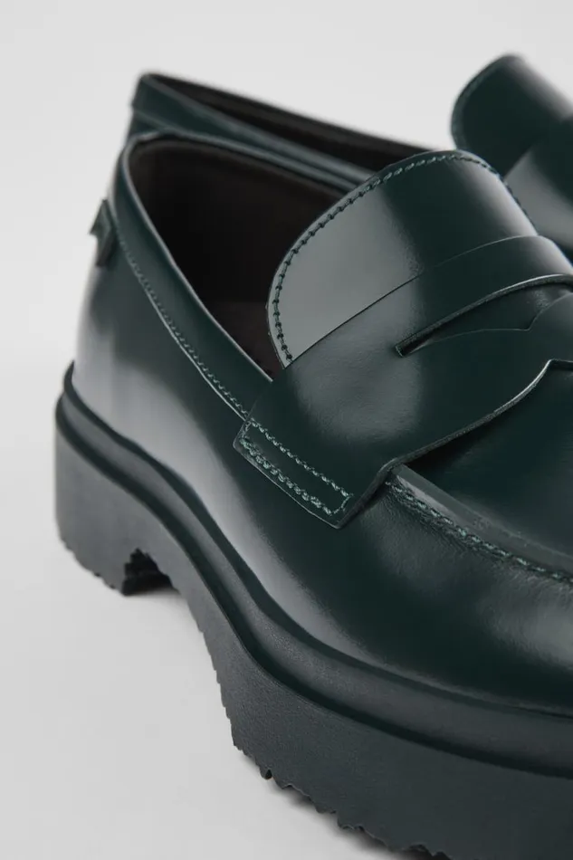 Women Camper Formal Shoes Walden Green Leather Loafers Women Camper Formal Shoes Walden Green Leather Loafers