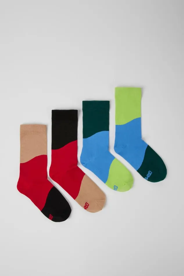 Women Camper Socks Odd Socks Pack Two Pair Pack Of Long Multicolored Socks Women Camper Socks Odd Socks Pack Two Pair Pack Of Long Multicolored Socks