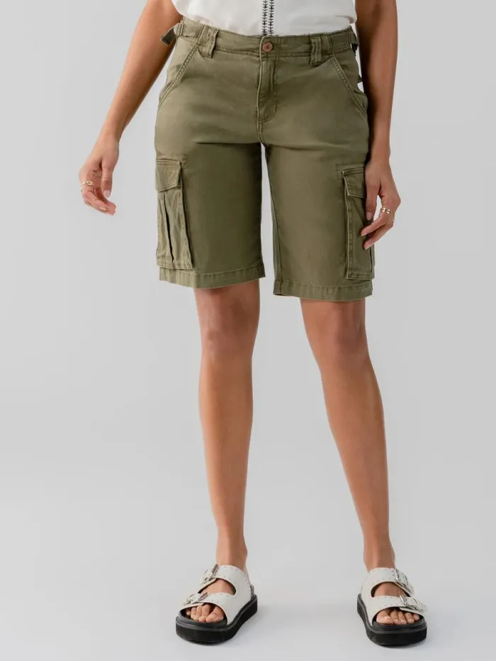 Women Cargo Long Standard Rise Short Burnt Olive Sanctuary Clothing Shorts
