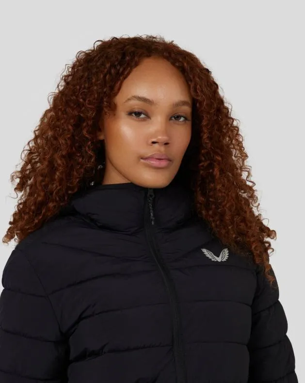 Women Castore Jackets Travel Long Sleeve Packable Quilt Hooded Jacket 8211 Black