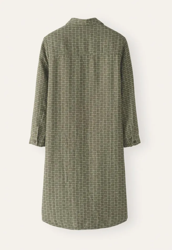 Women Checked Shirtdress Soft Khaki Poetry Fashion Dresses and Skirts