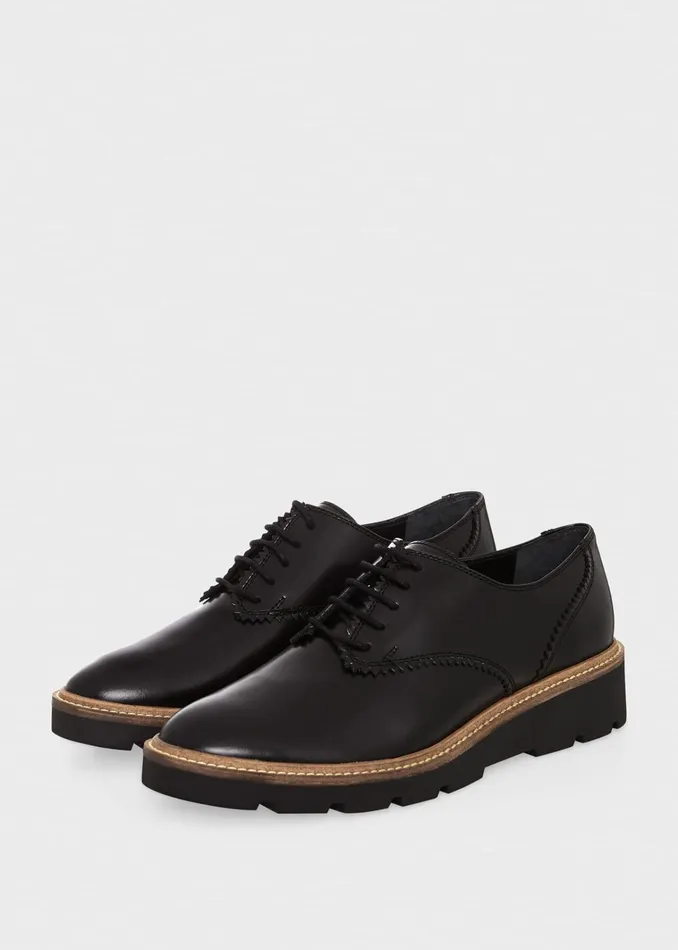 Women Chelsey LaceUp Black Hobbs Flats