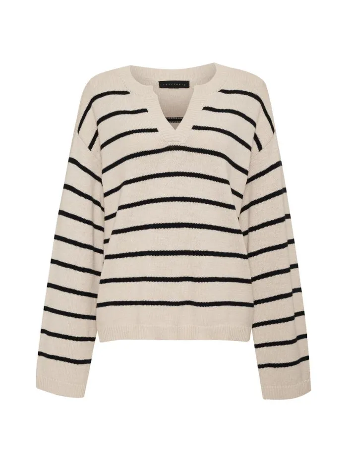 Women Chill Vibes Sweater Chalk Black Stripe Inclusive Collection Sanctuary Clothing Inclusive