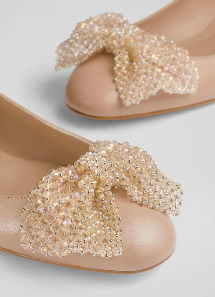 Women Christa Beige Sparkle Bow Flat Trench LKBennett Flats Women Christa Beige Sparkle Bow Flat Trench LKBennett Flats