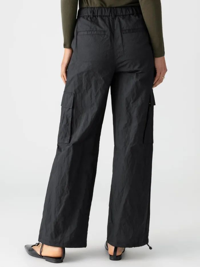 Women Cinched Nylon SemiHigh Rise Cargo Pant Black Sanctuary Clothing Pants
