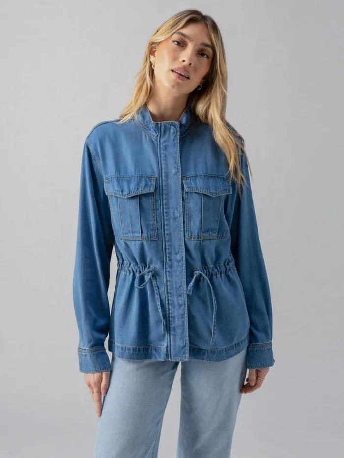 Women Cinched Surplus Denim Jacket Sun Drenched Sanctuary Clothing Jackets and Outerwear Women Cinched Surplus Denim Jacket Sun Drenched Sanctuary Clothing Jackets and Outerwear