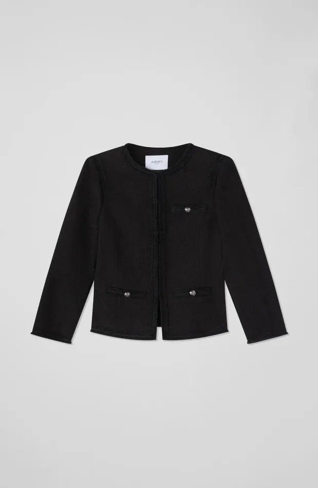 Women Clara Black Recycled Cotton Italian Tweed Jacket Black LKBennett Coats and Jackets Women Clara Black Recycled Cotton Italian Tweed Jacket Black LKBennett Coats and Jackets
