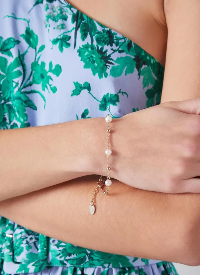 Women Clara Pearl And Gold Chain Bracelet LKBennett Jewellery Women Clara Pearl And Gold Chain Bracelet LKBennett Jewellery