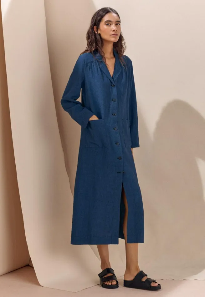 Women Coatdress Blue Black Poetry Fashion Dresses and Skirts