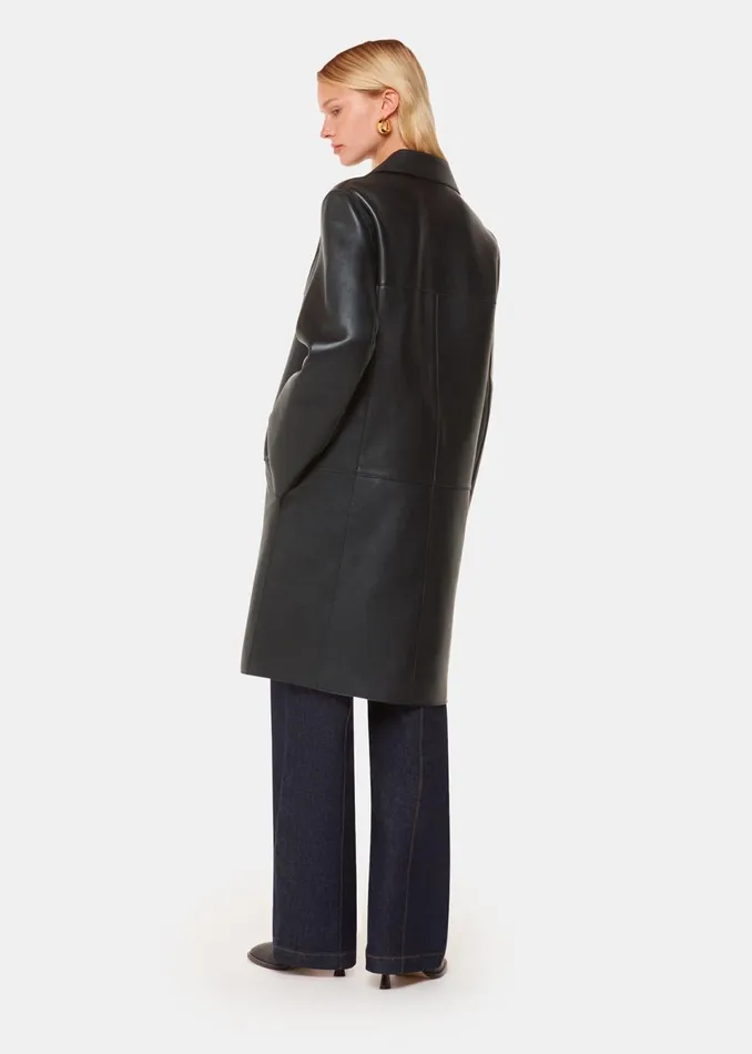 Women Coats and Jackets Whistles Black Gemma Bonded Leather Coat