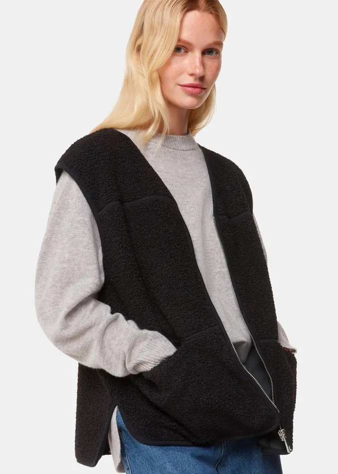 Women Coats and Jackets Whistles Black Josie Fleece Gilet