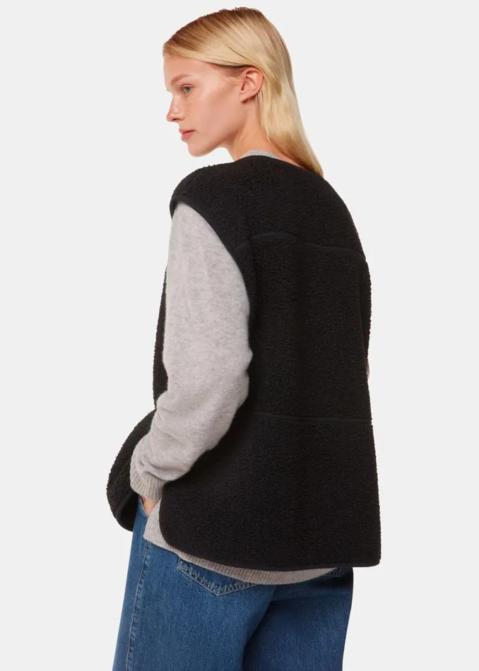 Women Coats and Jackets Whistles Black Josie Fleece Gilet