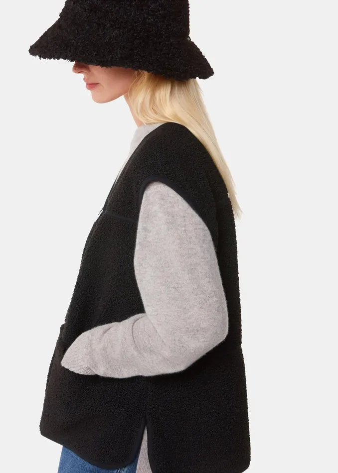 Women Coats and Jackets Whistles Black Josie Fleece Gilet